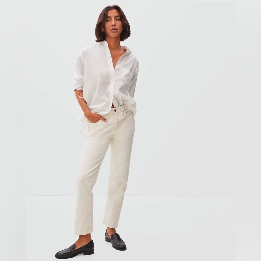 Everlane The Rigid Slouch Jean, Ecru, Size 32